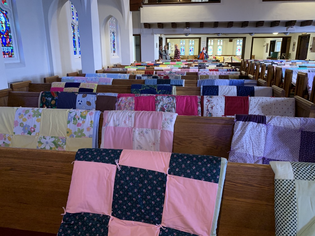 Quilts on Pews